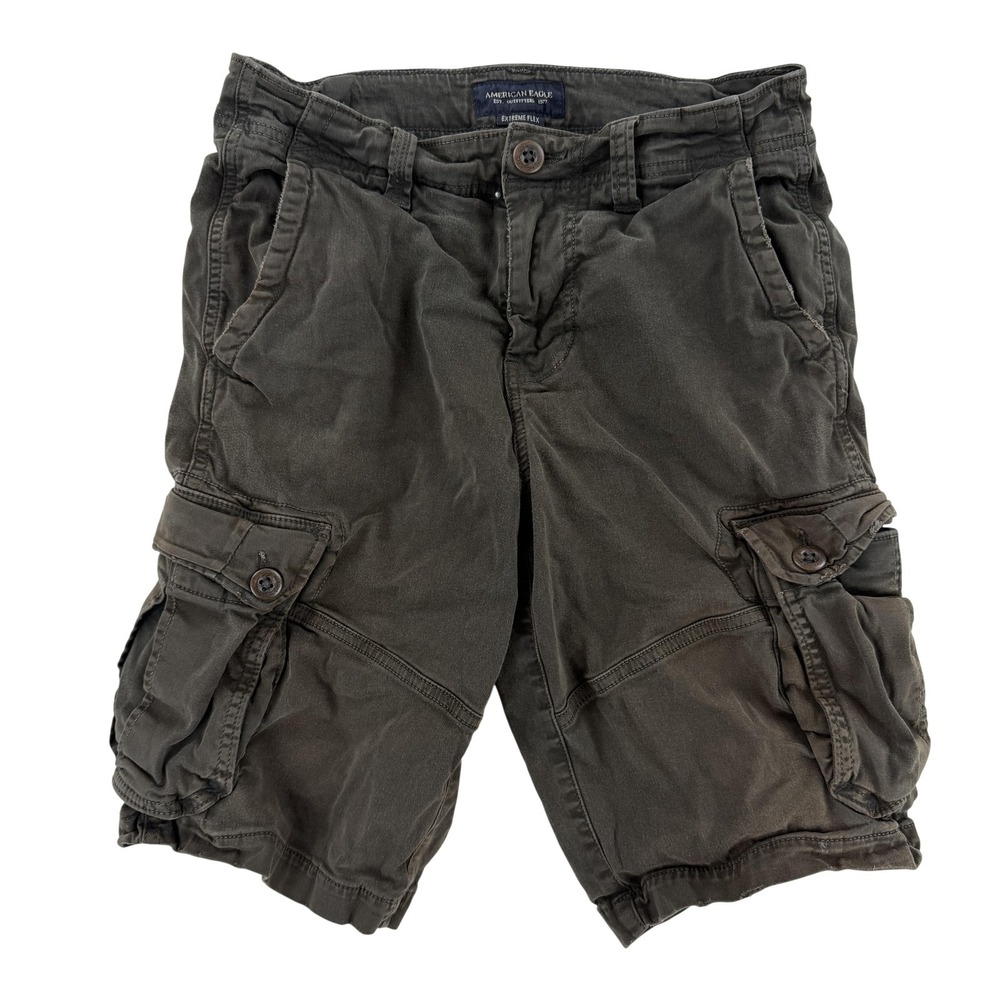 American Eagle Outfitters Cargo Shorts Mens 30 Green Stretch 11 Inseam Casual
